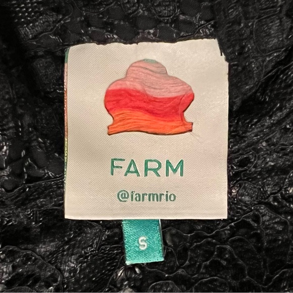 FARM Rio Black Lace Turtleneck Long Sleeve Beaded Feathered Dress Size S - Picture 2 of 8